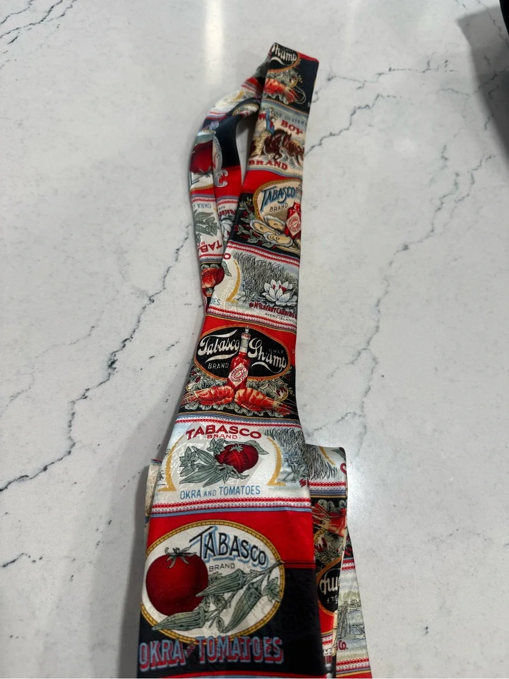 Tabasco Men's Tie 100% Silk Woven Pointed Novelty Food & Drink Multicolor Logo